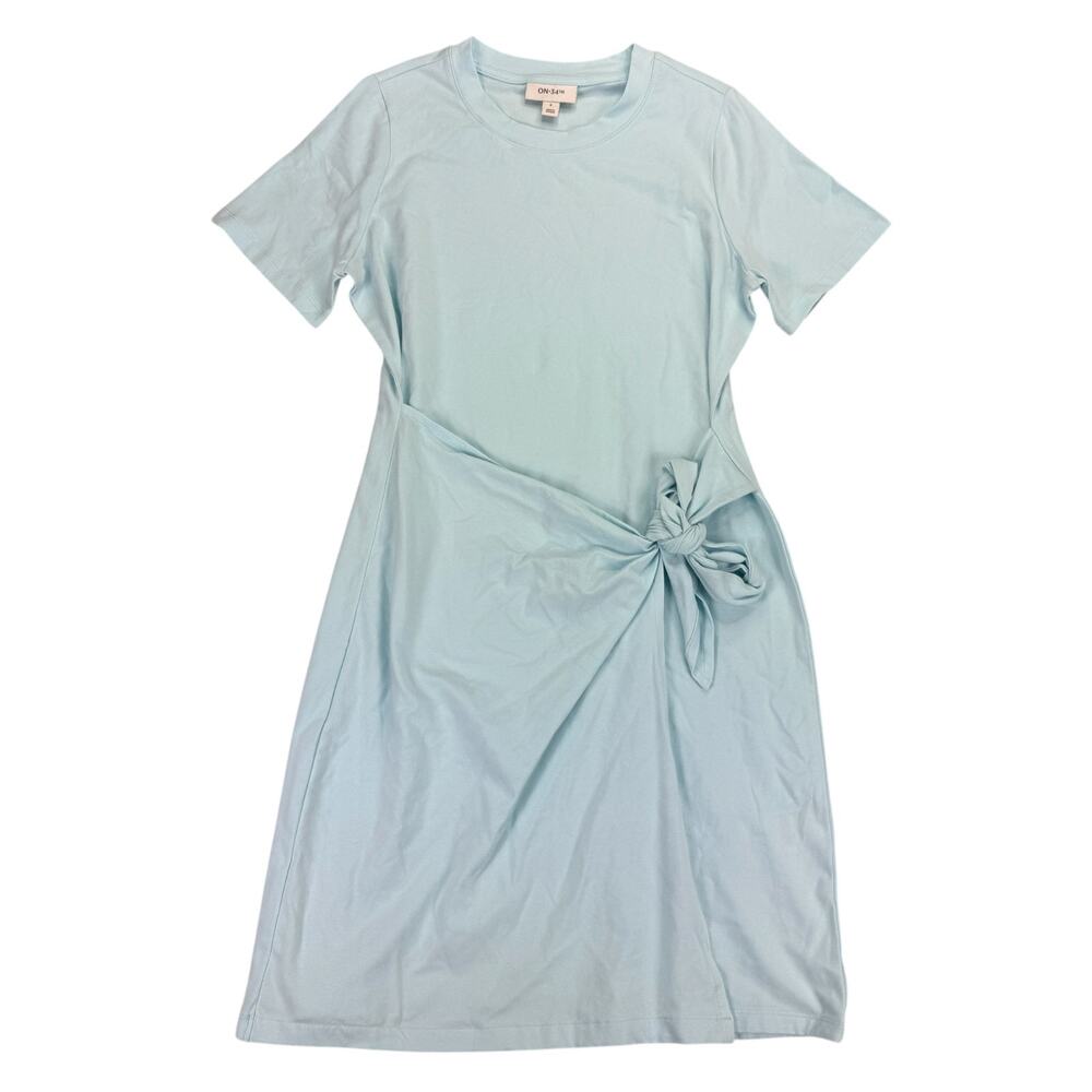 On 34th Womens Side-Tie Knit Solid Mini Dress Chiffon Blue S